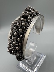 Vintage Antique Signed 980 Silver Wide 45mm Cuff Bracelet 6.5” Handmade
