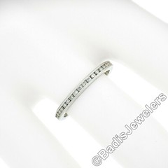 Vintage Platinum 0.80ct Channel Diamond Engraved Petite Stack Eternity Band Ring