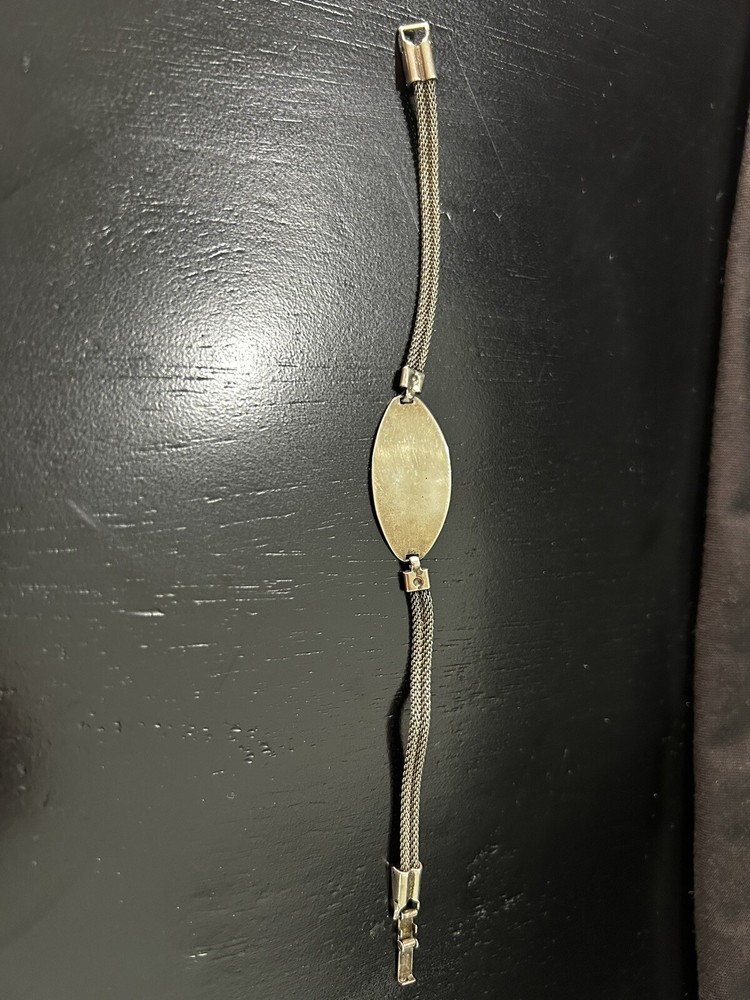 Vintage Bracelet Silver Sterling Trademark Identity 7” ID Pendant