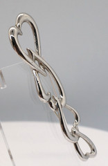 Vintage Monet Silver Tone 4 Interlocking Hearts Brooch 3.5 Inches Long