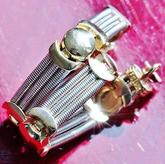 14k multi tone gold bracelet heavy 6.25″ fancy cable link vintage handmade 18.4g