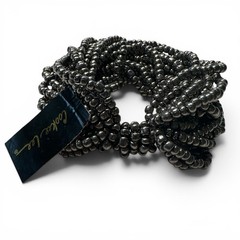 NWT Chunky Metallic Bead Bracelet Stretch Multistrand Gunmetal Cookie Lee