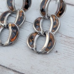 Vintage Earrings for Pierced Ears Brown Tones Linking Circles