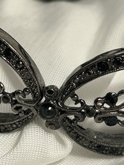 Monet link bracelet black crystal filigree marcasite Victorian Gothic glam art
