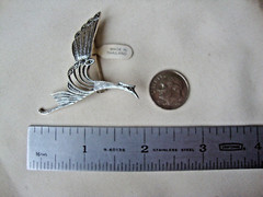 VINTAGE 1970-80s OPENWORK RISING PHOENIX MARCASITE STERLING SILVER STAMP 925 PIN