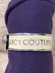 Juicy Couture Cuff Bracelet Hinged Enamel Metal Puff Heart Closure Vintage