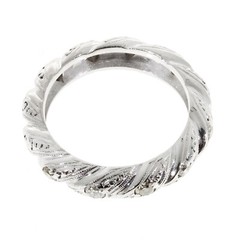 Estate 1930 Platinum Swirl Design 4.7mm Wide 15 Round Mele Diamond Ring Size 6