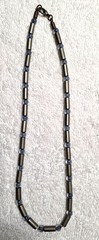 Vintage Silver Toned Metal Tube and Blue Glass or Acrylic Beads Necklace