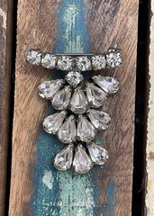 Vintage Rhinestone Waterfall Brooch Bar Top Silver Tone (c1950s)