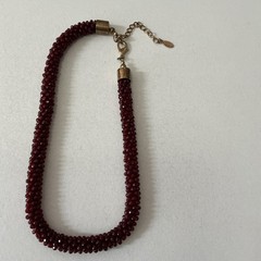 Unique Vtg ALDO Almandine Garnet Red Cluster Bead Choker Necklace