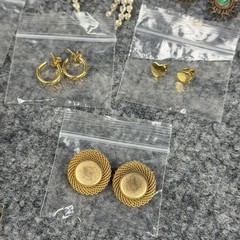 Vintage Mixed Earrings Lot 14 Pairs Stud Hoop Dangle Clip On Gold Silver