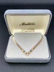 Vintage Medici Necklaces And Earrings Cubic Zirconia And Amethston