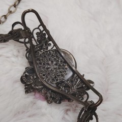Vintage Steampunk Garden Party Glass Crystal Bronze Necklace Earrings