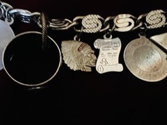 Vtg 7” Charm Bracelet With 11 Sterling Silver Charms 1960s Texas Graduate FTA