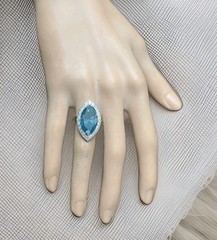 Vintage Platinum Engagement Ring 7.88ct.Natural Teal Blue Marquise Diamond