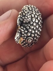 Vintage CABOT Signed Modernest Silver Alloy Textured Frog Clip-on Earrings