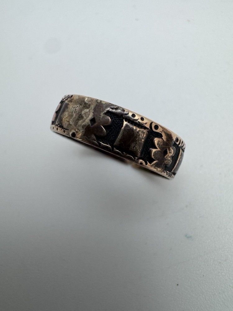 Antique Victorian Era 10K Cigar Band Rosy Patina Small Old Tarnish Read