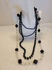 Beaded Necklace Lot of 3 Glass Plastic Faceted Crystal Art Deco Fashion Jewelry