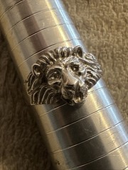Vintage Lion Head Ring Sterling Silver King of The Jungle Brutalist Size 11.75