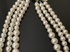 VTG Tammey Jewels Graduated Acrylic Faux Pearl 3strand Necklace Pearlescent NWOT