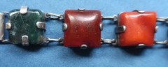 Andersen Henningsen Danish Sterling Silver Baltic Amber Moss Agate Bracelet AVH