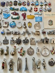 Vintage Sterling Silver & Brass World Travel & Map & Shield Charms CHOICE