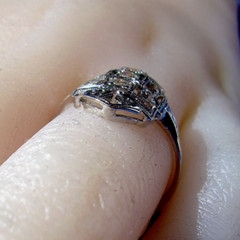 Original EARTH MINED DIAMOND Deco Engagement Ring Vintage Style 14K WHITE GOLD 6