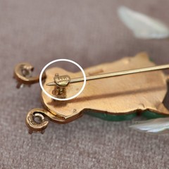 1950s Gumps 14K Gold Carved Jade Pearl Diamond Brooch(21059-NRTHH)