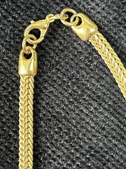 VINTAGE PARKLANE GOLD TONE & PURPLE LUCITE SWIRL & WIDE BRAIDED CHAIN NECKLACE