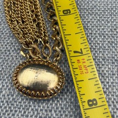 Vintage Bracelet Gold Tone Multi Chain Textured Disc Box Closure Size 7.5 Classy