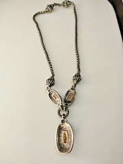 Vintage Elegant Silver Plated Metal Statement Necklace with 3 Unique Pendants
