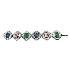 Vintage Sarah Coventry 1974 Partytime Pastel Faux Stone Silver Tone 7″ Bracelet