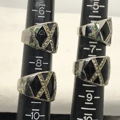Vintage 18K HGE Plated Enamel & Crystals Unique Bold X Look Ring varied sizes