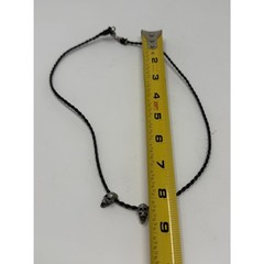 Vintage Y2K Braided Leather Choker Necklace Metal Skull Beads Goth Punk