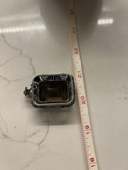 Smoky Quartz Emerald Cut Solid 835 European Sterling Silver Vintage Pendant