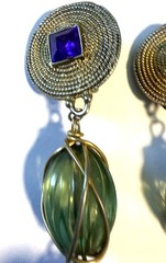 Vintage Dangle Drop Clip On Earrings With Multi Component Design Beads 5″ Long