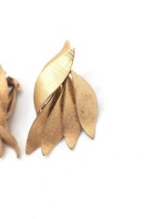 Vintage Gold Art Deco Abstract Clip On Earrings Statement Costume Jewelry Modern