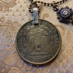 Rare Freemason Concho Charm Necklace with Dollar Coin and Cross Not specified U