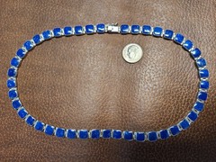 950 Fine Silver Lapis Lazuli Necklace Earrings Set 18” Modernist 38.9g