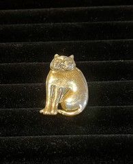 Laurel Burch Mystic Cat Brooch Gold Tone Kitty Kitten Pin Vintage 1.5 Inches