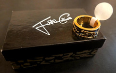 Vintage JACKIE COLLINS Gold-tone and Black Enamel Panther Statement Ring~Size 7