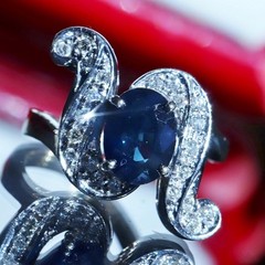 18k white gold size 4 ring 1.42ct natural, treated sapphire diamond 4.80gr N3444