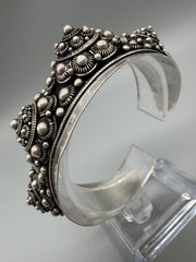 Vintage Antique Signed 980 Silver Wide 45mm Cuff Bracelet 6.5” Handmade