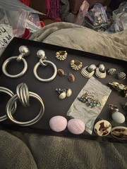Vintage Clip On/screw Back Earring Lot , All Wearable Lot #5 Sold As Is