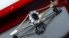 14k yellow gold 0.80ct sapphire, topaz pin brooch heated vintage 3.20gr N3810