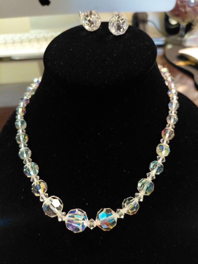 1970’s Aurora Boreallis necklace & Earrings.