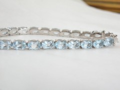 Sterling Silver 925 Natural Heated Blue Topaz Tennis Line Bracelet 7.5″