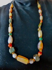 Vintage Gorgeous Natural Stone Bead Necklace w/Adjustable Cord