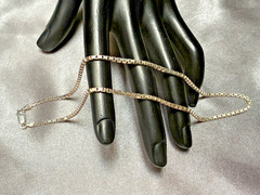 Vintage Italian 925 Fine Sterling Silver 2mm Box Chain 16″ Choker Necklace.