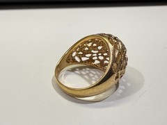 Vintage gold tone dome filigree 18KT H.G.E. ring size 8
